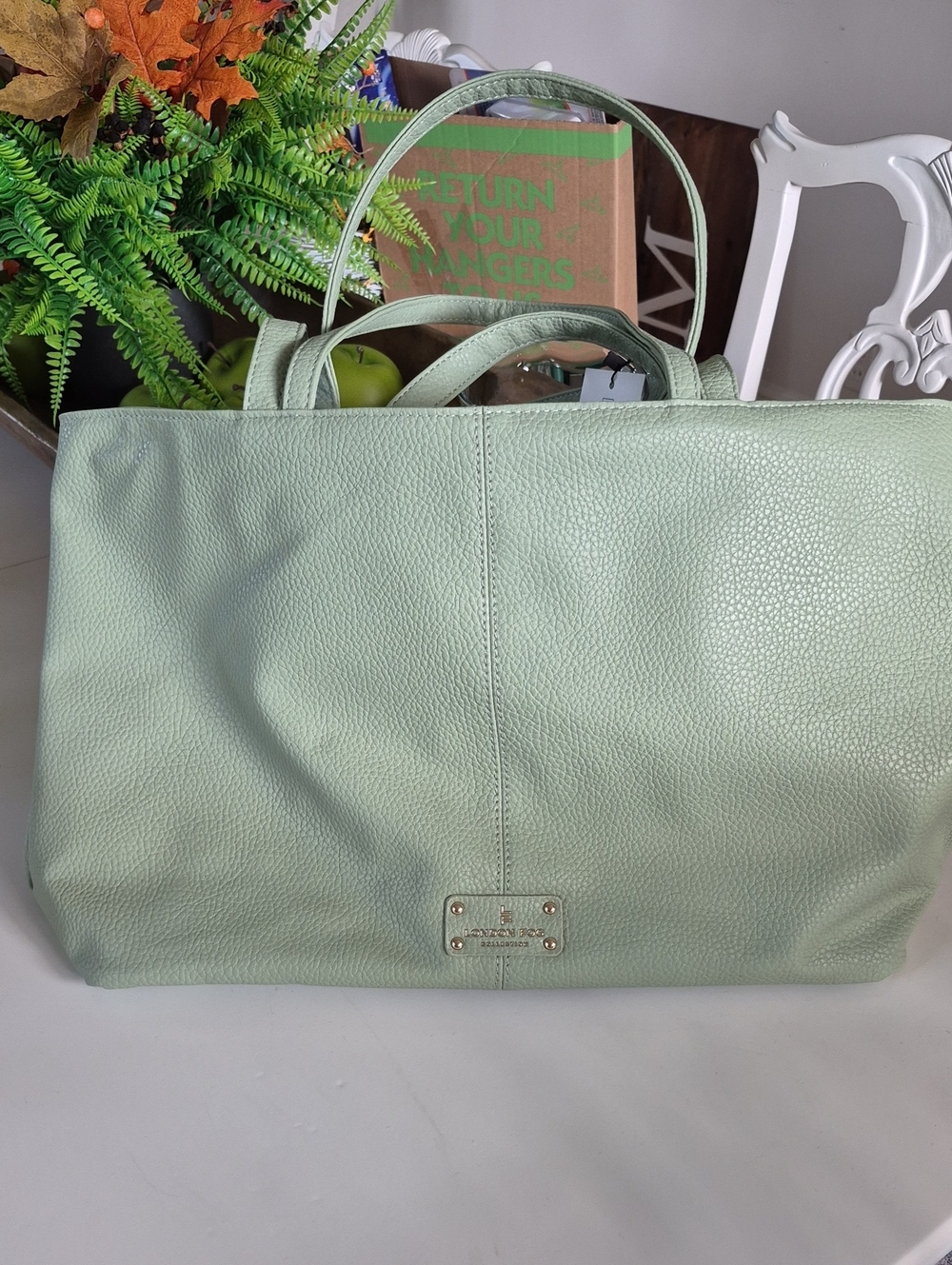 NWT London Fog East West Pebble Tote - Seafoam (mint green)